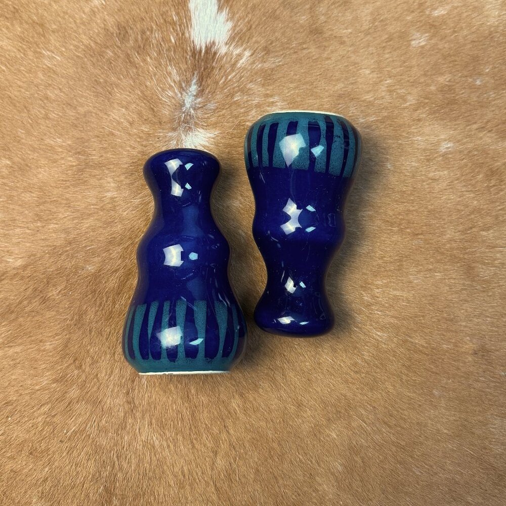 Vintage Cobalt Blue Studio Pottery Salt and Pepper Shakers Southwestern Ceramic